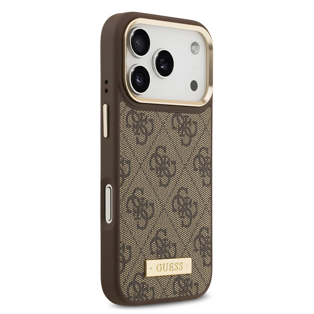 Guess iPhone 17 Pro Orjinal Lisanslı M-safe Şarj Özellikli 4G Desenli PU Metal Plaka Klasik Logolu Kılıf Guess iPhone 17 Pro Orjinal Lisanslı M-safe Şarj Özellikli 4G Desenli PU Metal Plaka Klasik Logolu Kılıf